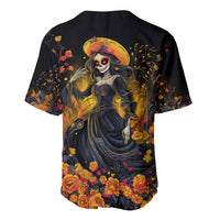 Day of Dead Lady Baseball Jersey Sugar Skull Field Marigold Lady - Wonder Print Shop