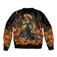 Day of Dead Lady Bomber Jacket Sugar Skull Field Marigold Lady - Wonder Print Shop