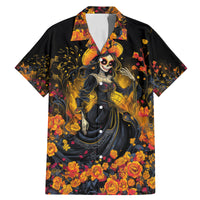 Day of Dead Lady Family Matching Mermaid Dress and Hawaiian Shirt Sugar Skull Field Marigold Lady - Wonder Print Shop