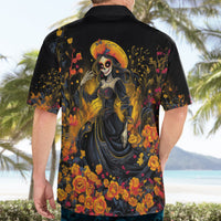 Day of Dead Lady Hawaiian Shirt Sugar Skull Field Marigold Lady - Wonder Print Shop