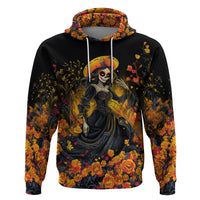 Day of Dead Lady Hoodie Sugar Skull Field Marigold Lady - Wonder Print Shop