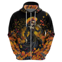 Day of Dead Lady Hoodie Sugar Skull Field Marigold Lady - Wonder Print Shop