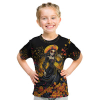 Day of Dead Lady Kid T Shirt Sugar Skull Field Marigold Lady - Wonder Print Shop