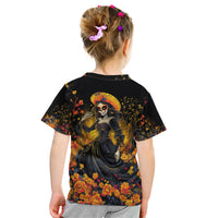 Day of Dead Lady Kid T Shirt Sugar Skull Field Marigold Lady - Wonder Print Shop