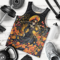 Day of Dead Lady Men Tank Top Sugar Skull Field Marigold Lady - Wonder Print Shop