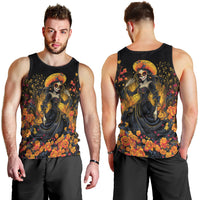 Day of Dead Lady Men Tank Top Sugar Skull Field Marigold Lady - Wonder Print Shop