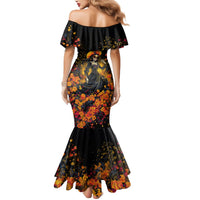 Day of Dead Lady Mermaid Dress Sugar Skull Field Marigold Lady - Wonder Print Shop