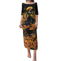 Day of Dead Lady Puletasi Sugar Skull Field Marigold Lady - Wonder Print Shop