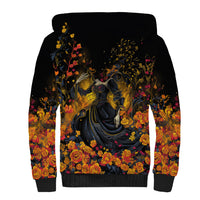 Day of Dead Lady Sherpa Hoodie Sugar Skull Field Marigold Lady - Wonder Print Shop