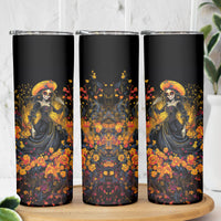Day of Dead Lady Skinny Tumbler Sugar Skull Field Marigold Lady - Wonder Print Shop