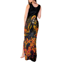 Day of Dead Lady Tank Maxi Dress Sugar Skull Field Marigold Lady - Wonder Print Shop
