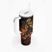 Day of Dead Lady Tumbler With Handle Sugar Skull Field Marigold Lady - Wonder Print Shop