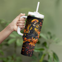 Day of Dead Lady Tumbler With Handle Sugar Skull Field Marigold Lady - Wonder Print Shop