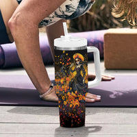 Day of Dead Lady Tumbler With Handle Sugar Skull Field Marigold Lady - Wonder Print Shop
