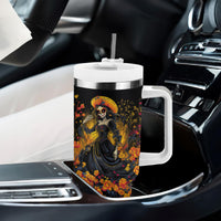 Day of Dead Lady Tumbler With Handle Sugar Skull Field Marigold Lady - Wonder Print Shop