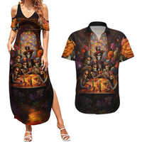 Day of Dead Festival Couples Matching Summer Maxi Dress and Hawaiian Shirt Sugar Skull Party Family - Wonder Print Shop