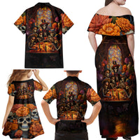 Day of Dead Festival Family Matching Off Shoulder Maxi Dress and Hawaiian Shirt Sugar Skull Party Family - Wonder Print Shop