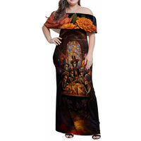 Day of Dead Festival Family Matching Off Shoulder Maxi Dress and Hawaiian Shirt Sugar Skull Party Family - Wonder Print Shop