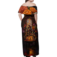 Day of Dead Festival Family Matching Off Shoulder Maxi Dress and Hawaiian Shirt Sugar Skull Party Family - Wonder Print Shop