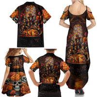 Day of Dead Festival Family Matching Summer Maxi Dress and Hawaiian Shirt Sugar Skull Party Family - Wonder Print Shop