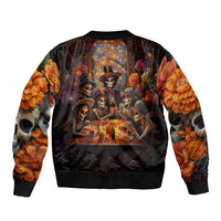 Day of Dead Festival Sleeve Zip Bomber Jacket Sugar Skull Party Family - Wonder Print Shop