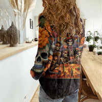 Day of Dead Festival Women Casual Shirt Sugar Skull Party Family - Wonder Print Shop