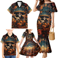 Day of Dead Skull Family Matching Mermaid Dress and Hawaiian Shirt Sugar Skull Musican - Wonder Print Shop