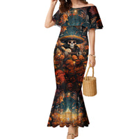 Day of Dead Skull Family Matching Mermaid Dress and Hawaiian Shirt Sugar Skull Musican - Wonder Print Shop