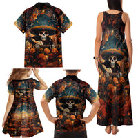 Day of Dead Skull Family Matching Tank Maxi Dress and Hawaiian Shirt Sugar Skull Musican - Wonder Print Shop