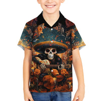Day of Dead Skull Kid Hawaiian Shirt Sugar Skull Musican - Wonder Print Shop