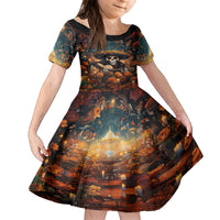 Day of Dead Skull Kid Short Sleeve Dress Sugar Skull Musican - Wonder Print Shop