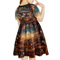Day of Dead Skull Kid Short Sleeve Dress Sugar Skull Musican - Wonder Print Shop