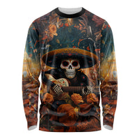 Day of Dead Skull Long Sleeve Shirt Sugar Skull Musican - Wonder Print Shop