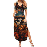 Day of Dead Skull Summer Maxi Dress Sugar Skull Musican - Wonder Print Shop