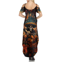 Day of Dead Skull Summer Maxi Dress Sugar Skull Musican - Wonder Print Shop