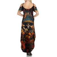 Day of Dead Skull Summer Maxi Dress Sugar Skull Musican - Wonder Print Shop