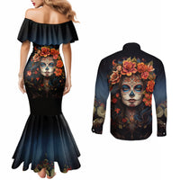 day-of-dead-lady-couples-matching-mermaid-dress-and-long-sleeve-button-shirt-sugar-skull-rose-lady
