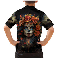 Day of Dead Lady Family Matching Mermaid Dress and Hawaiian Shirt Sugar Skull Rose Lady - Wonder Print Shop