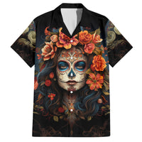 Day of Dead Lady Family Matching Off Shoulder Maxi Dress and Hawaiian Shirt Sugar Skull Rose Lady - Wonder Print Shop