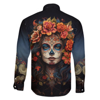 Day of Dead Lady Family Matching Off Shoulder Short Dress and Hawaiian Shirt Sugar Skull Rose Lady - Wonder Print Shop