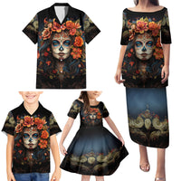 Day of Dead Lady Family Matching Puletasi Dress and Hawaiian Shirt Sugar Skull Rose Lady - Wonder Print Shop