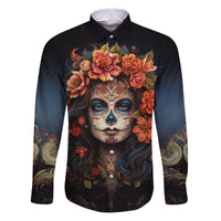Day of Dead Lady Family Matching Puletasi Dress and Hawaiian Shirt Sugar Skull Rose Lady - Wonder Print Shop