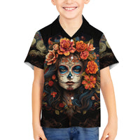 Day of Dead Lady Family Matching Summer Maxi Dress and Hawaiian Shirt Sugar Skull Rose Lady - Wonder Print Shop