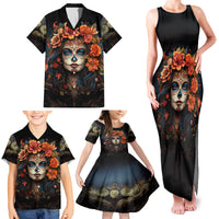 Day of Dead Lady Family Matching Tank Maxi Dress and Hawaiian Shirt Sugar Skull Rose Lady - Wonder Print Shop