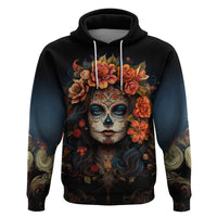 Day of Dead Lady Hoodie Sugar Skull Rose Lady - Wonder Print Shop
