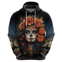 Day of Dead Lady Hoodie Sugar Skull Rose Lady - Wonder Print Shop