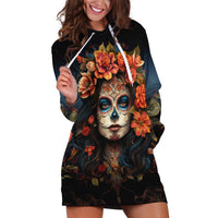 Day of Dead Lady Hoodie Dress Sugar Skull Rose Lady - Wonder Print Shop