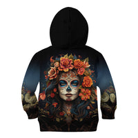 Day of Dead Lady Kid Hoodie Sugar Skull Rose Lady - Wonder Print Shop