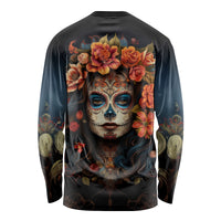 Day of Dead Lady Long Sleeve Shirt Sugar Skull Rose Lady - Wonder Print Shop