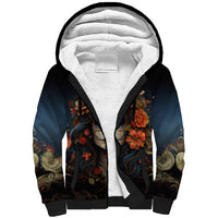 Day of Dead Lady Sherpa Hoodie Sugar Skull Rose Lady - Wonder Print Shop